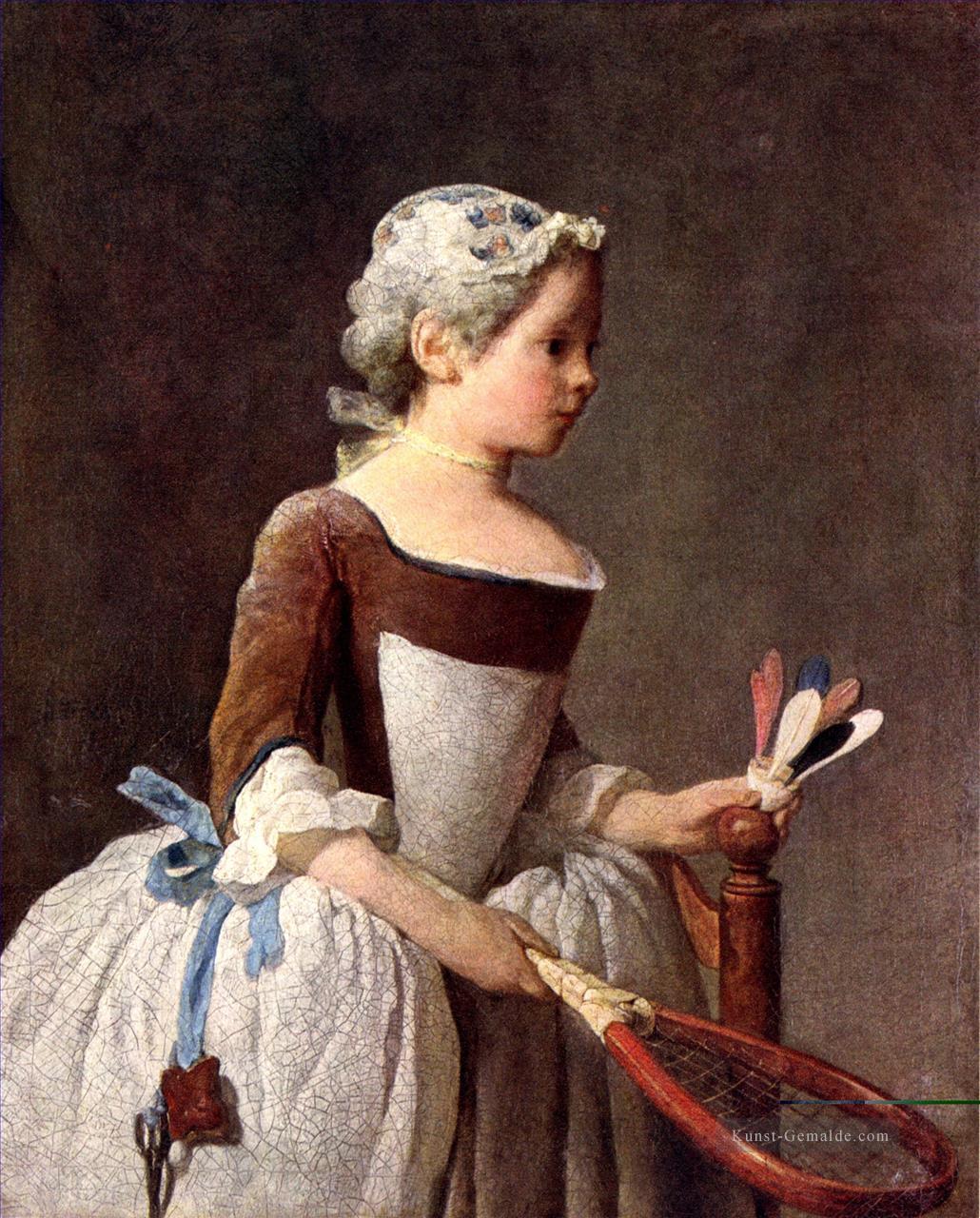 Mädchen mit einem featherball Schläger Jean Baptiste Simeon Chardin Ölgemälde